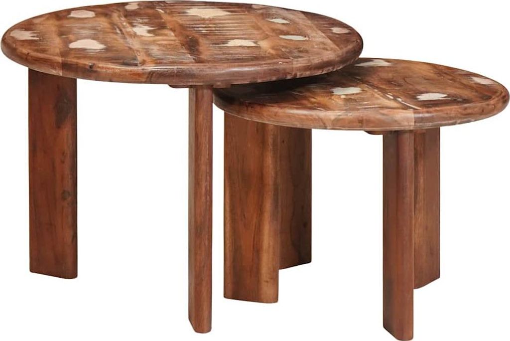 Nesting-Couchtische 2 pcs Mehrfarbig Massives Altholz