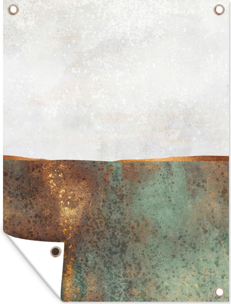 MuchoWow 30x40 cm Outdoor-Poster Gartendeko Sichtschutz Garten Poster für den Garten Abstrakt - Luxus - Gold