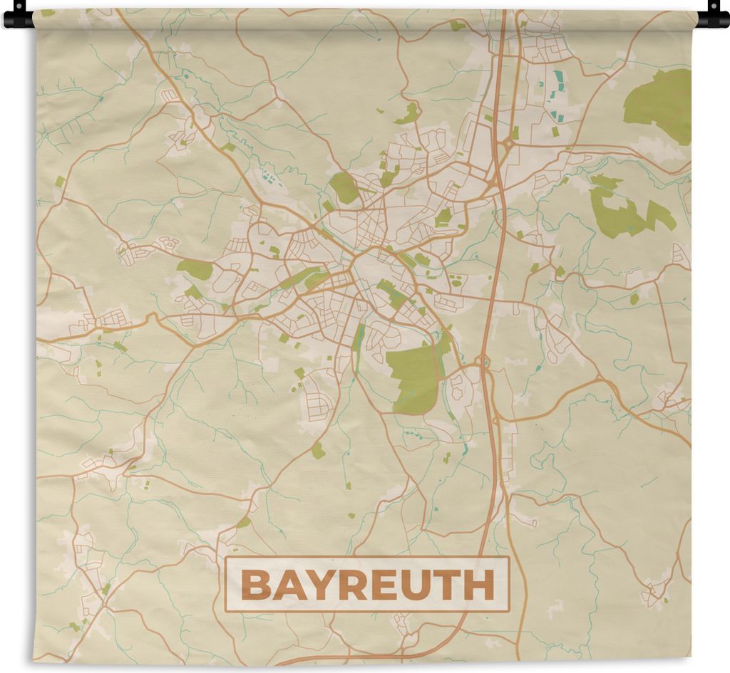 MuchoWow Wandteppich Wandbehang Bayreuth - Karte - Vintage - Stadtplan 120x120 cm Tapisserie Dekoration Wandtuch - Modern - Baumwollgewebe
