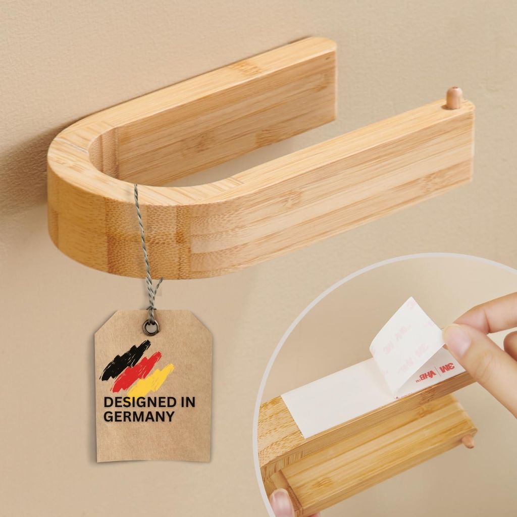 Bamboo Toiletrolhalter | Holz Toilettenpapierhalter | Produktbild 