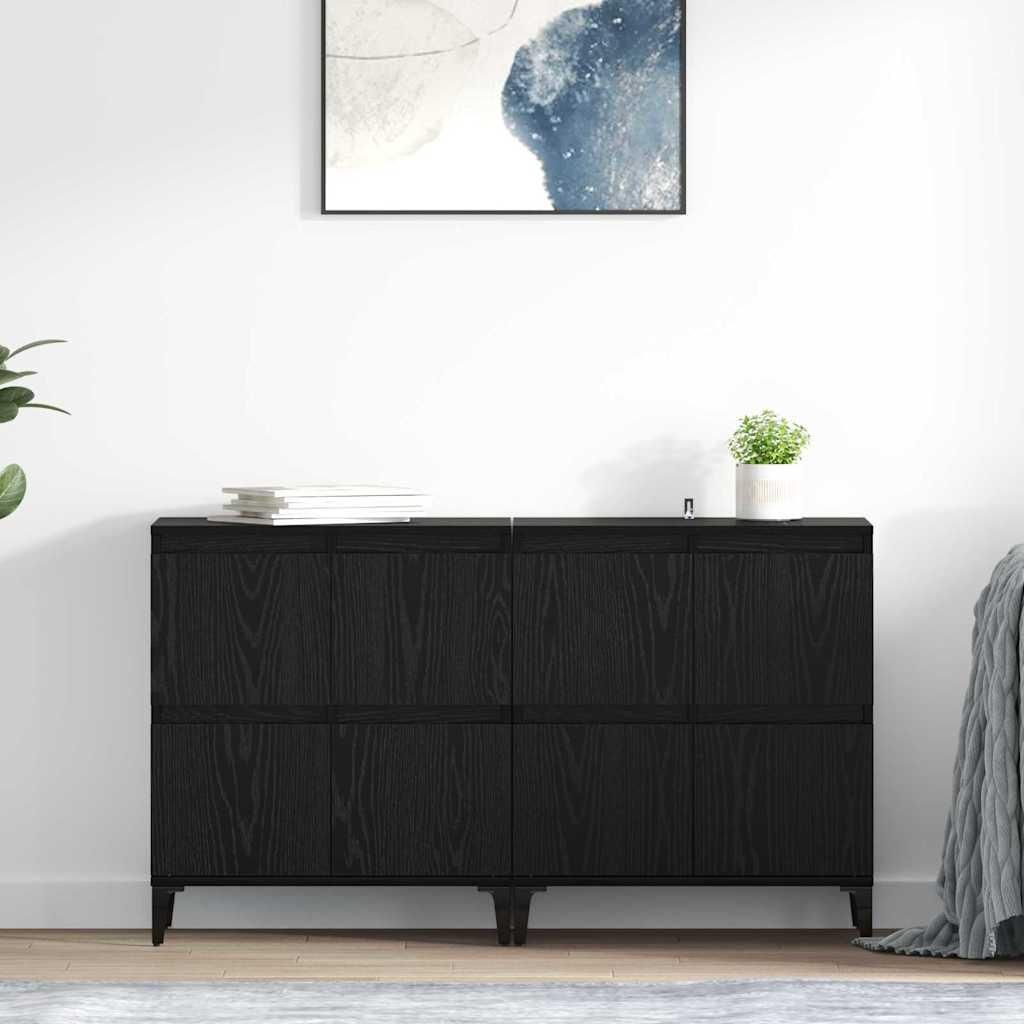 "Schlussverkauf" Sideboards 2 Stück - Standschrank Mit Stauraum - Schwarz Eichen-Optik 60x35x70 cm C6542