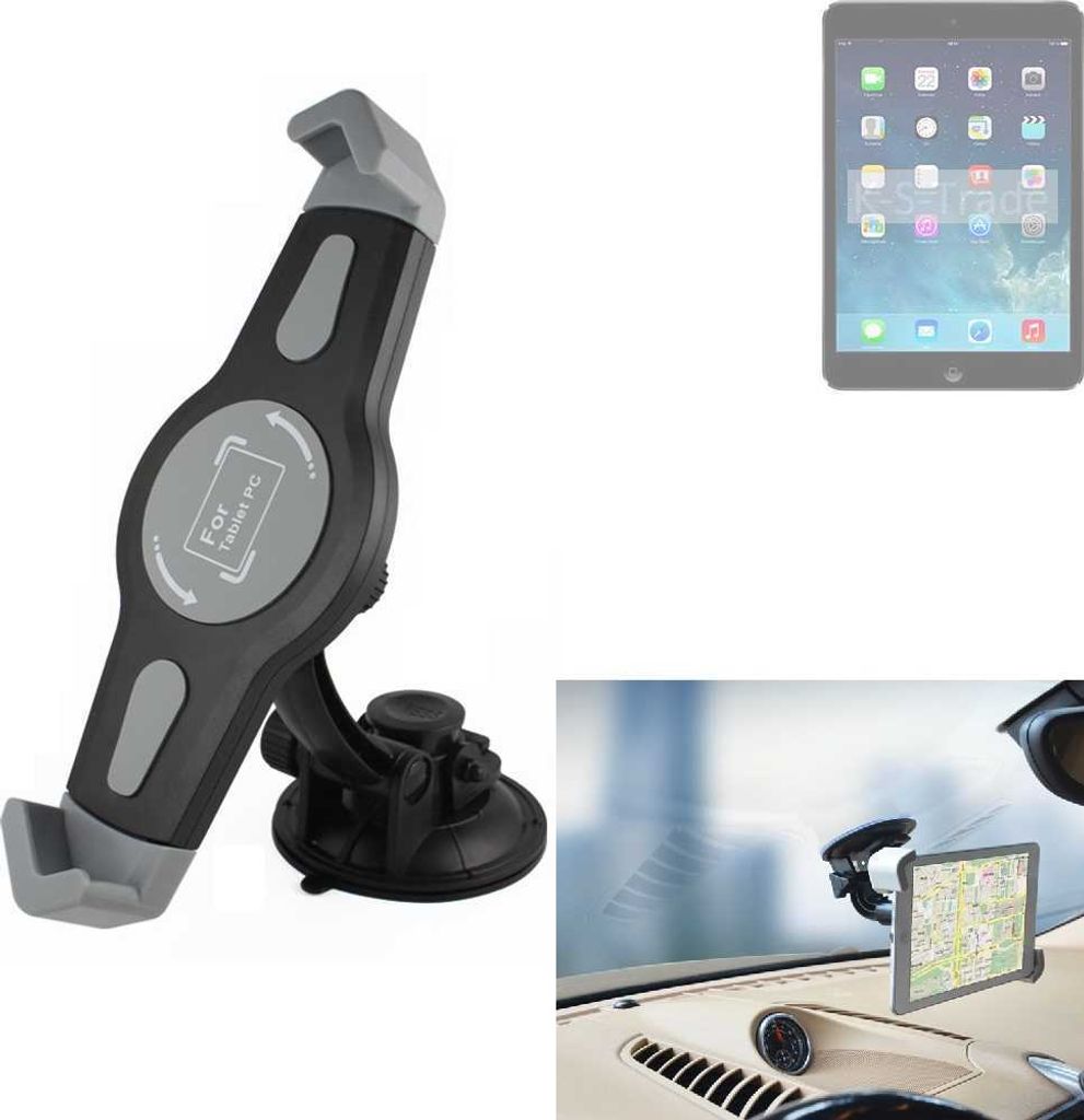 K-S-Trade Scheiben-Halterung für Tablets kompatibel mit Apple iPad Mini 2 KFZ Tablet Saugnapf Auto Halterung Windschutzscheibe Holder Halter