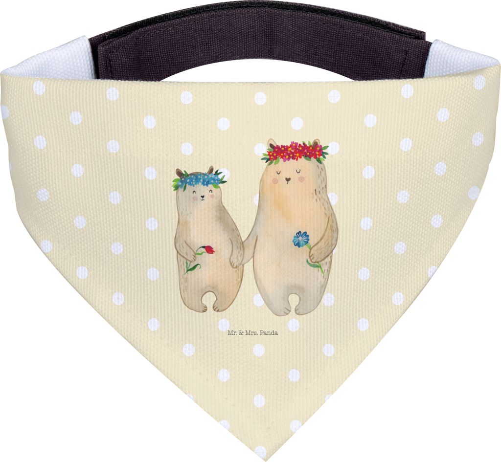 Mr. & Mrs. Panda Tuch Bären mit Blumenkranz - Gelb Pastell - Geschenk, Hund Halstuch, Family, Mama, Muttertag, Für Hunde, Kinder, Mutter, Hundeha...
