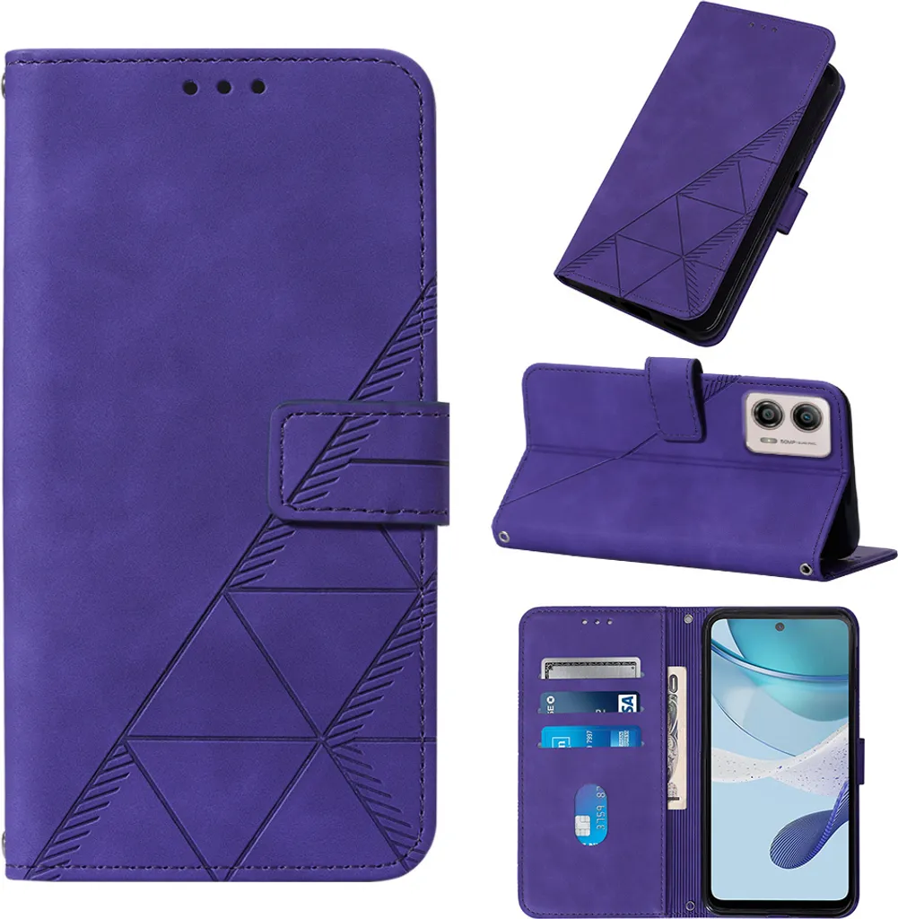 Cover Libro Motorola G53 G23 G13 Viola - Design Goffrato e Wallet Case