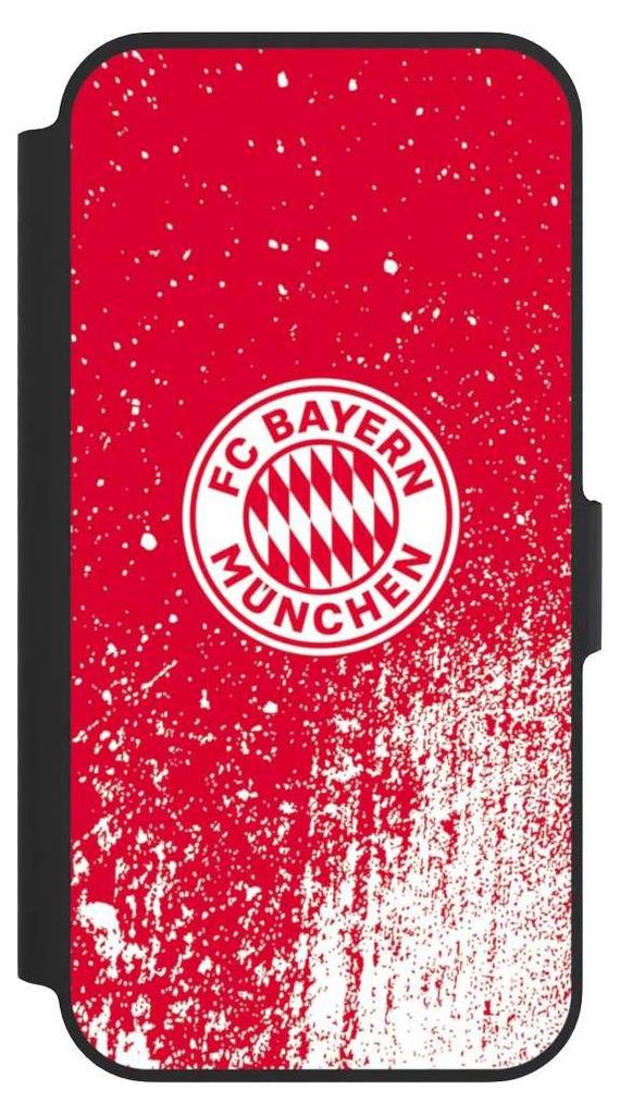 NIVOCASE Klapphülle für Apple iPhone 13 Pro Handyhülle aus Kunst Leder NIVOflip schwarz FC Bayern München FCB Offizielles Lizenzprodukt