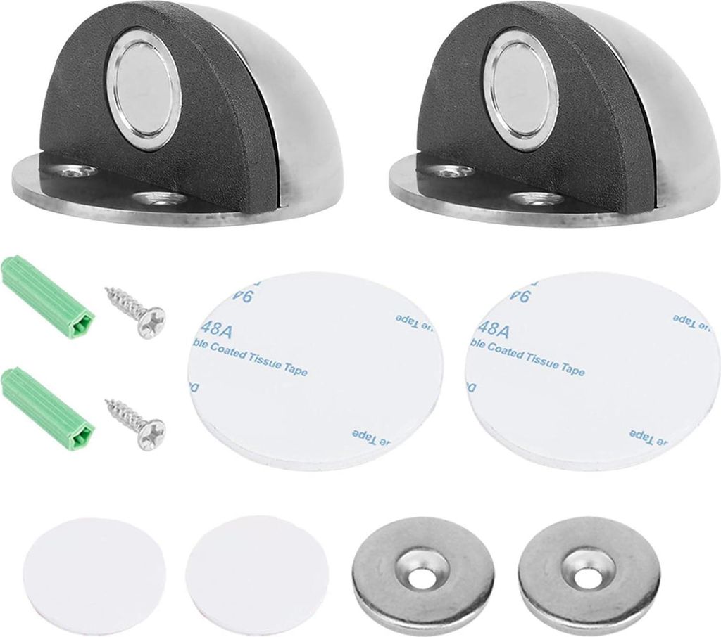 2 Stück Magnetischer Türstopper mit Gummi-Stoßstange, Edelstahl-Bodentürstopper, Unsichtbarer Magnetischer Türstopper, Kann Wandtüren vor Bes...