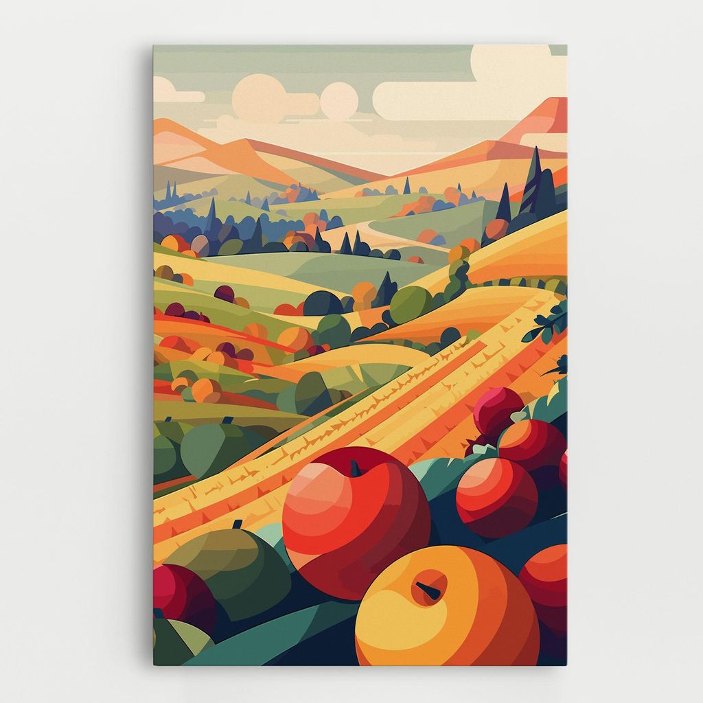ARTHUB Leinwandbild 50x70 cm, Autumn Rural Fruits | Wohnzimmerdekoration, Hängende Bilder, Wanddekoration, Heimdekoration, Landschaften, Ländlich