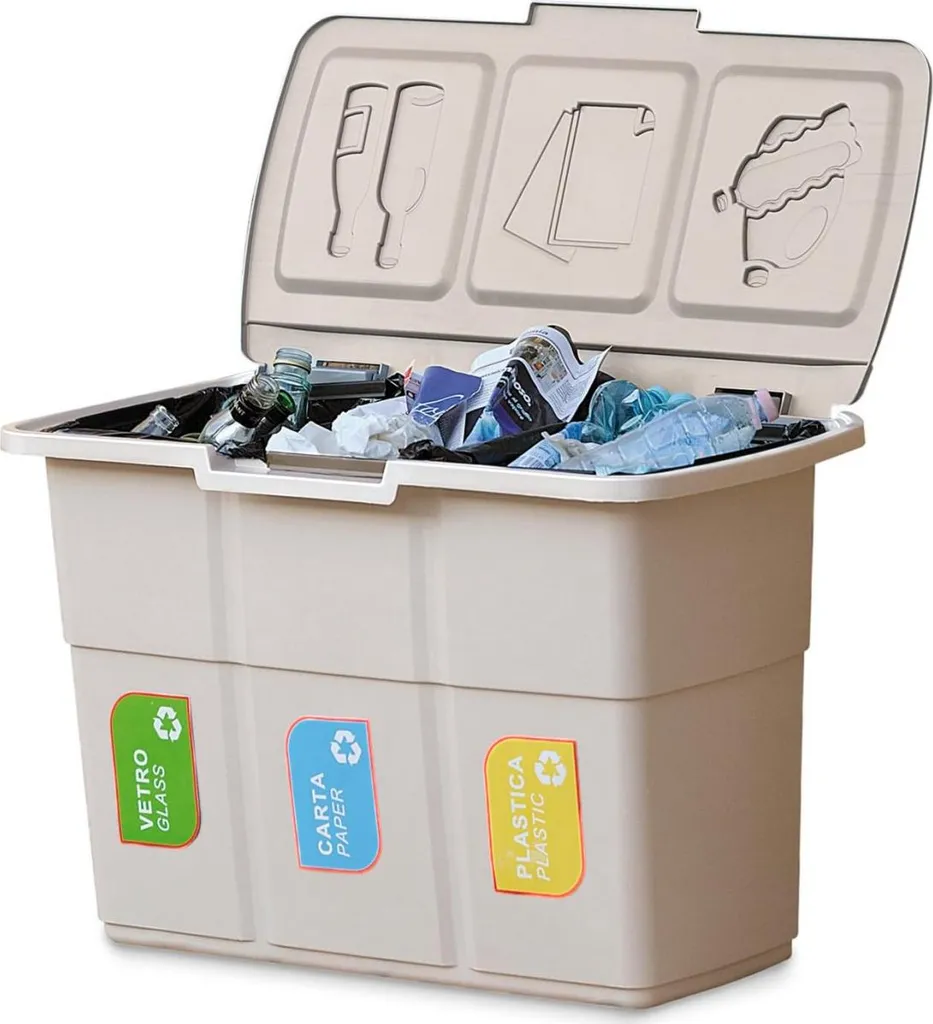 Poubelle recyclage 3 en 1 avec 3 bacs de 25L DEA HOME grand format 75L