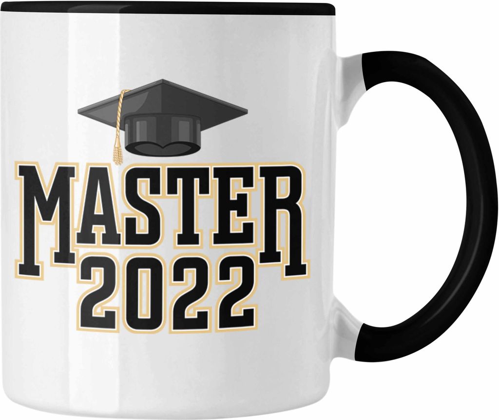 Trendation - Master 2022 Abschluss Geschenk Tasse Bestanden Studium Prüfung Graduation (Schwarz)