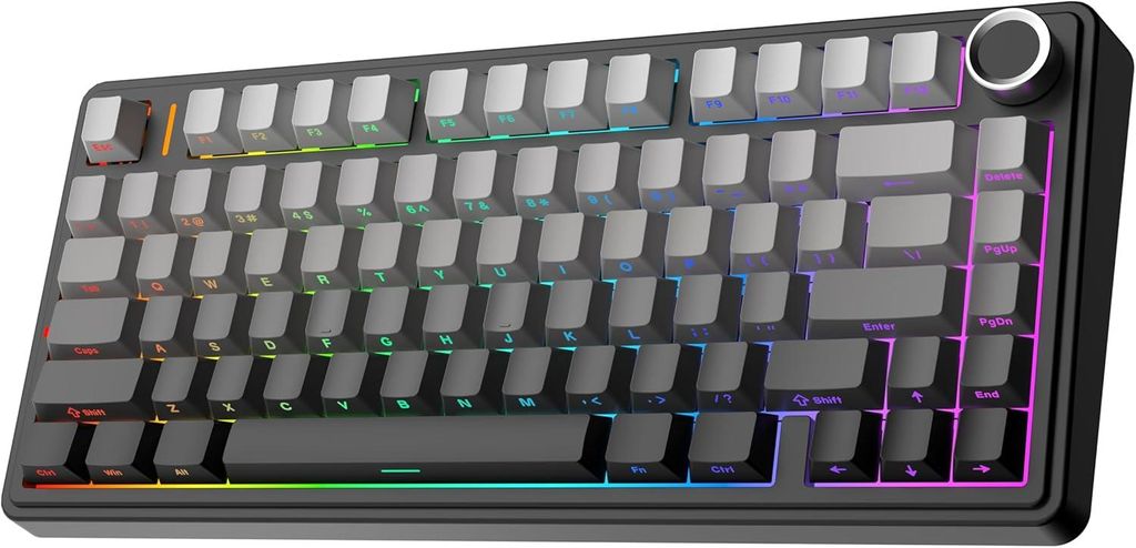 75% Mechanische Gaming-Tastatur F75 Hot-Swap Gasket mit Fünf-Schicht-Polsterung, Bluetooth/2,4G/Wireless/USB-C, RGB, kompakt, langlebiger Akku