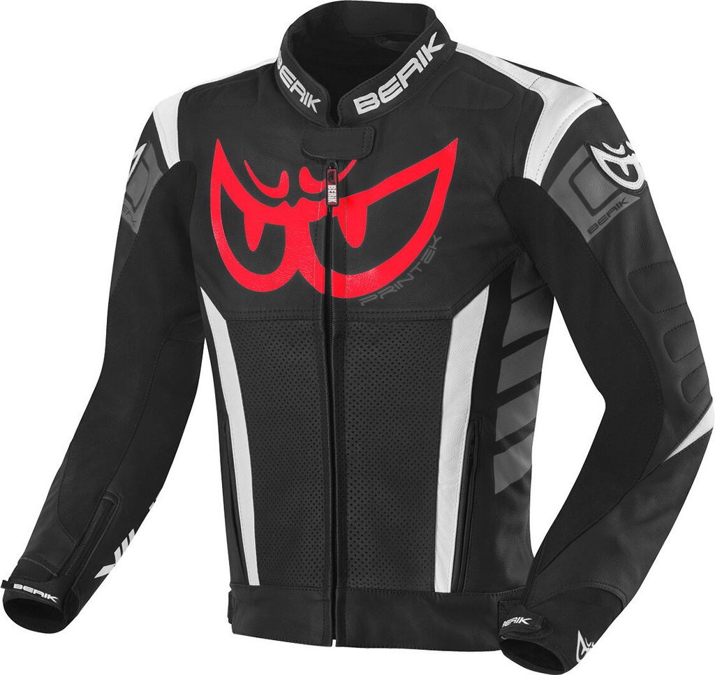 Berik Zakura Motorrad Lederjacke, schwarz/weiß/rot/grau, 56