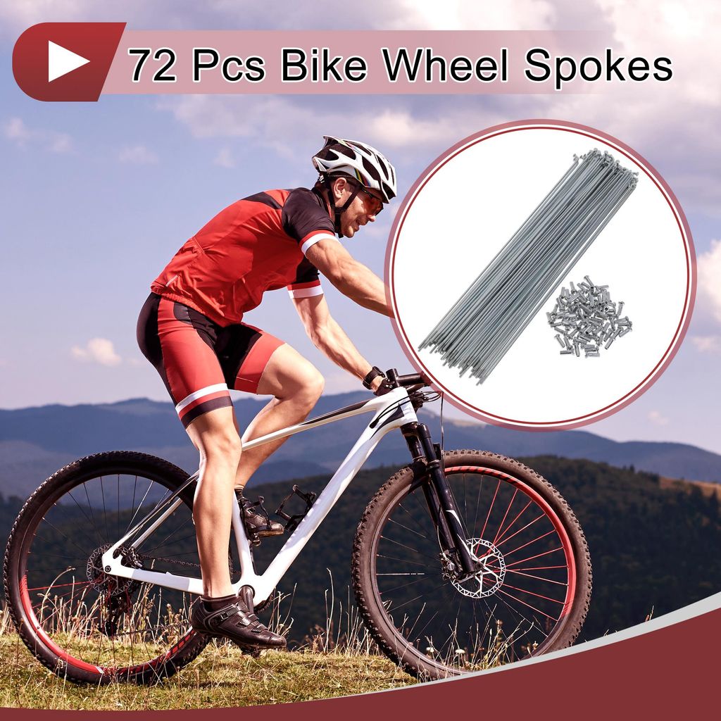 72 Set 14G Fahrradspeichen 232mm Fahrradspeichen Kohlenstoffstahl Verzinkt Silberfarben