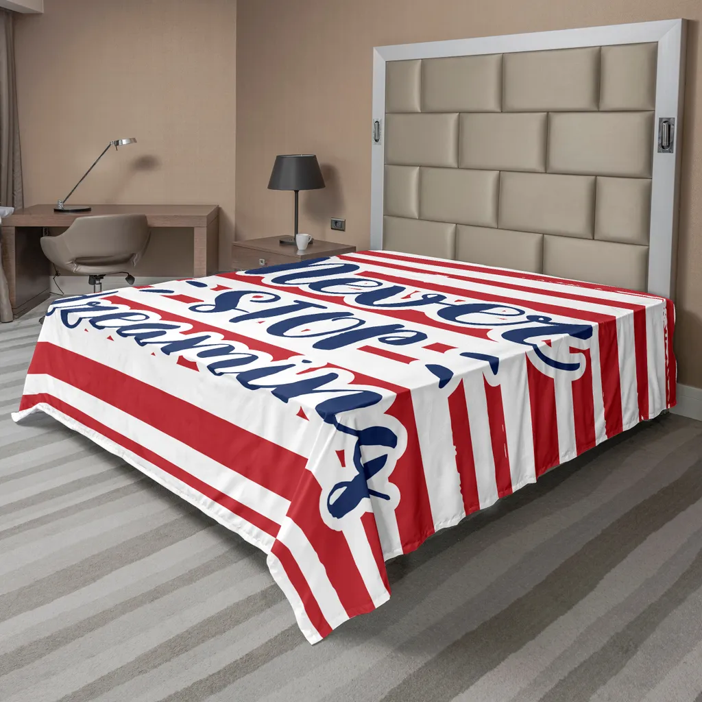 Drap de lit ABAKUHAUS Don't stop Dreaming Rayé Rouge Indigo 260x228cm