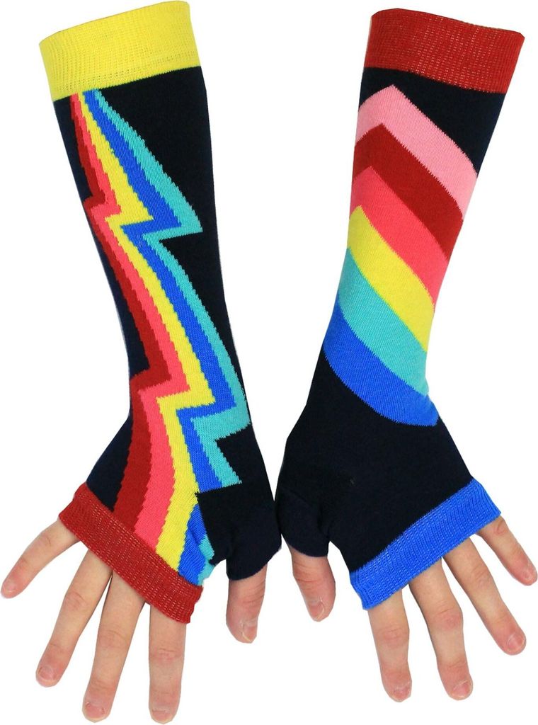 United Oddsocks Mädchen Armstulpen - Armwärmer, 2 Stück, Handschuhe, fingerlos, gemustert Lightning One Size