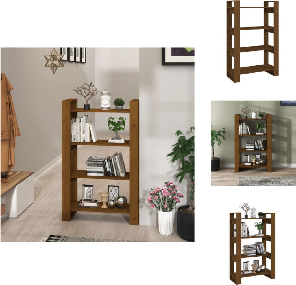vidaXL Bücherregal/Raumteiler Honigbraun 80x35x125cm Massivholz Kiefer - Bücherregale & Bücherschränke