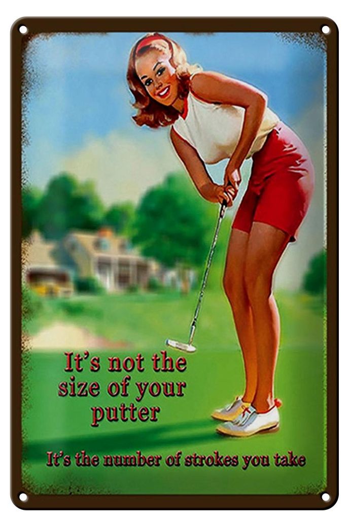 Blechschild Pinup 20x30cm Golf it ́s not size of your putter