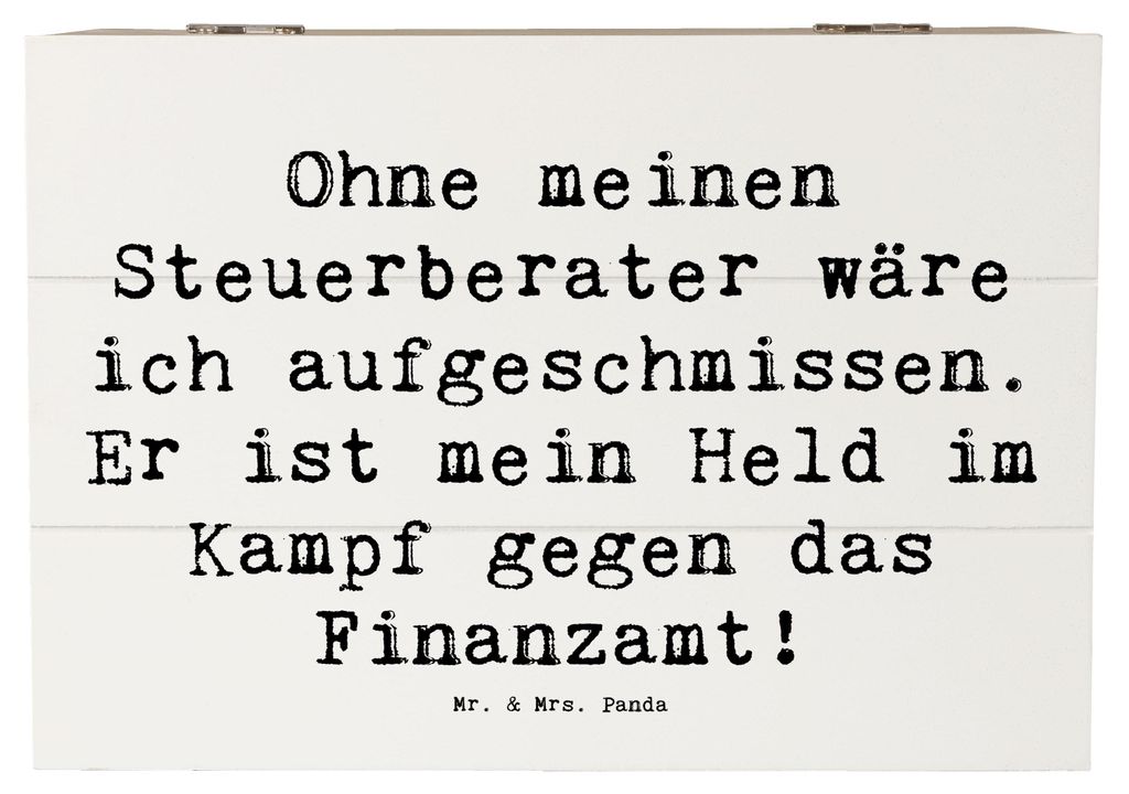 Mr. & Mrs. Panda Box Spruch Steuerberater Held 22 x 15 cm - Weiß - Geschenk, Aufbewahrungsbox aus Holz, Beruf, Steuergesetze, geschenkkiste, Abgab...
