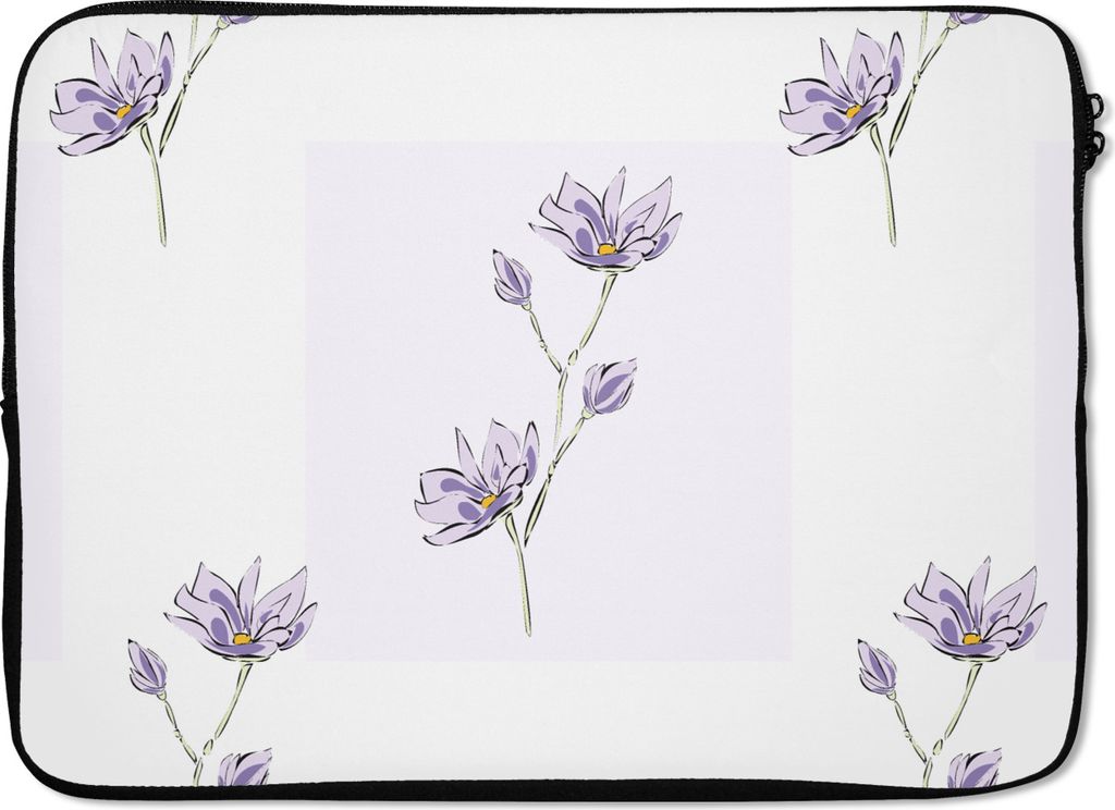 MuchoWow Laptop Hülle 13 Zoll Blumen - Lila - Muster Laptoptasche - Laptophülle - Sleeve - Rundumschutz