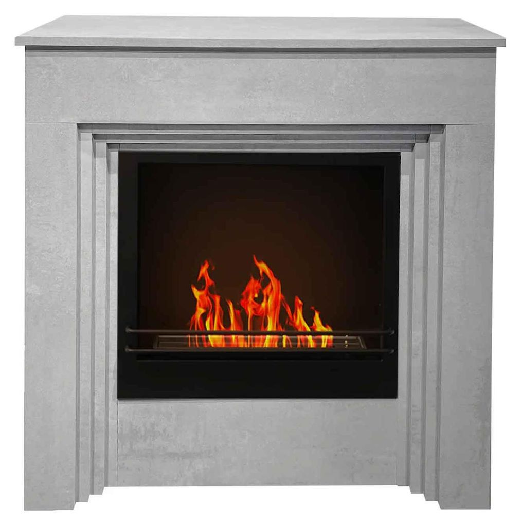 Bellini - Bioethanol-Holzboden-Kamin 96x35xH96 cm, Zement Effekt