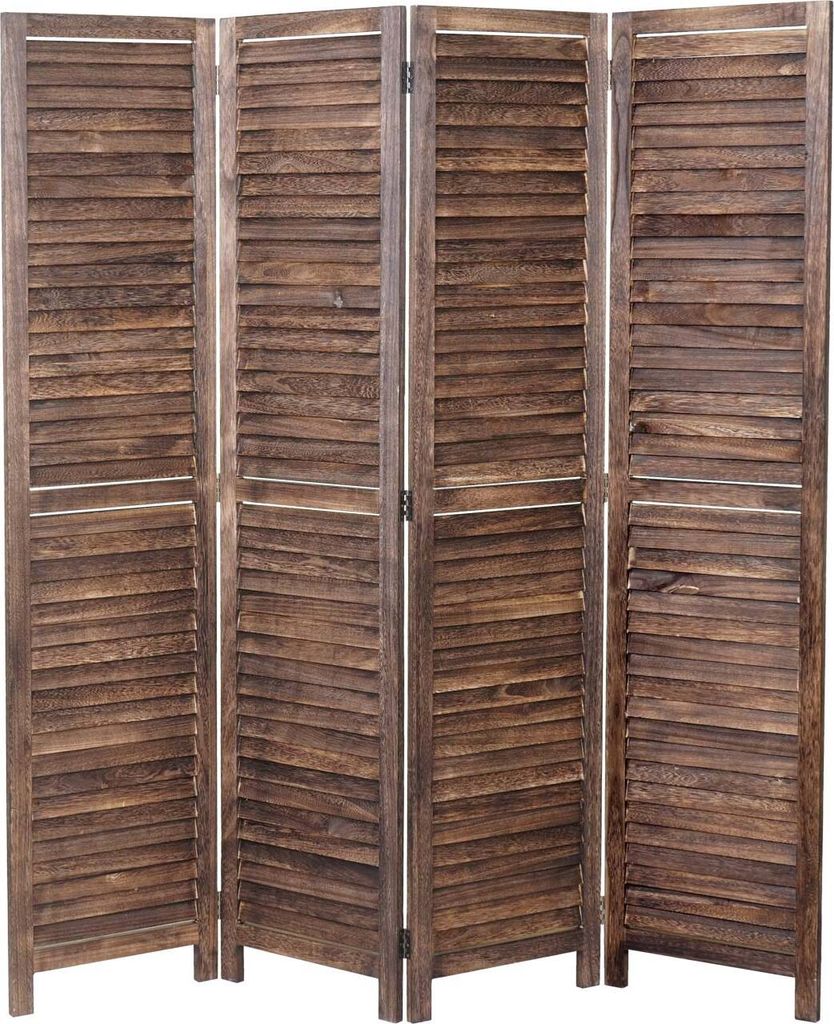 Paravent HWC-C30, Raumteiler Trennwand Sichtschutz, Shabby-Look Vintage, 170x160cm - braun
