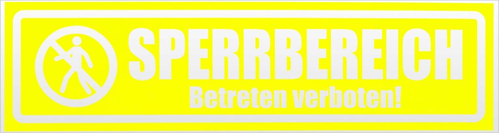Kiwistar Sperrbereich betreten verboten invertiert Magnetschild Schild magnetisch - 20cm Neongelb - Magnetfolie für Auto PKW Kfz