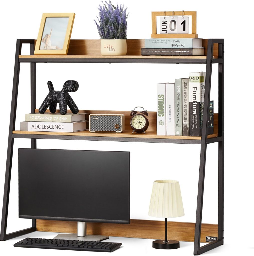 Schreibtischregal Tischorganizer Tischregal 2-stufig Schwarz Bücherregal