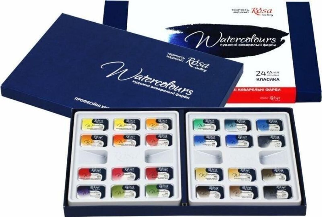 Rosa 340124 Set Aquarellfarben 24 x 2,5 ml