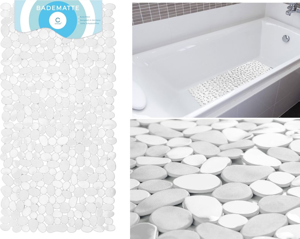Circul Badewannenmatte 70 x 35 cm weiß Steinoptik