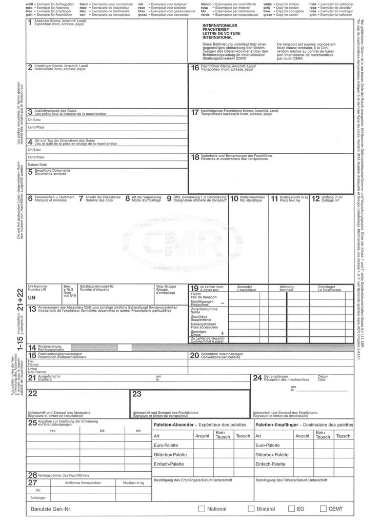 RNK Verlag 2100 Lettera di vettura internazionale (CMR) - Immagine del prodotto 