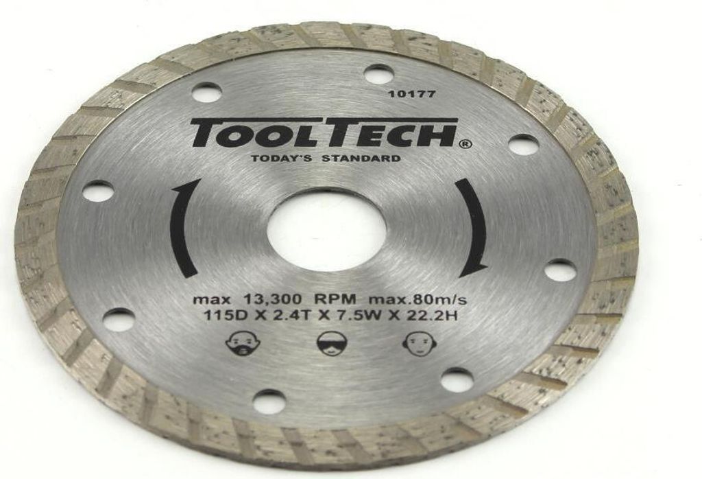 ToolTech 10177 Diamant Trennscheibe 115X2,4X22,2mm - Turbo