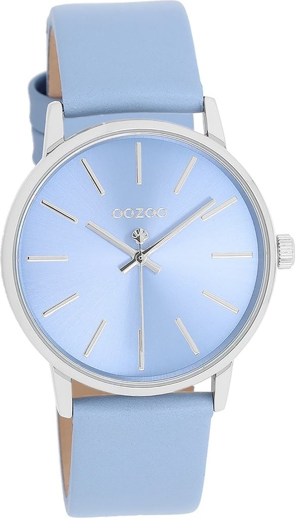 Oozoo Leder Damen Uhr Analog Quarzuhr Armband hellblau Timepieces D2UOC11063