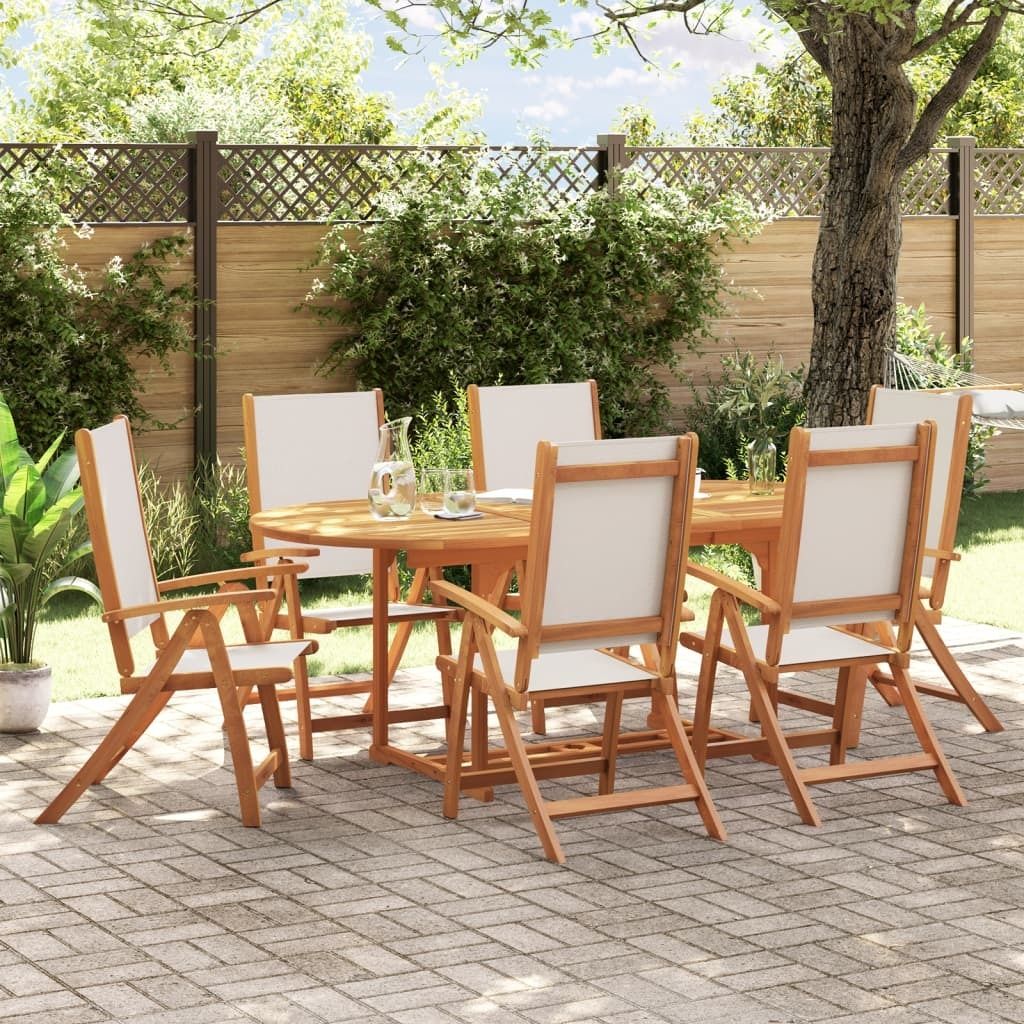 Maison Exclusive - 7-tlg. Garten-Essgruppe Massivholz Akazie und Textilene