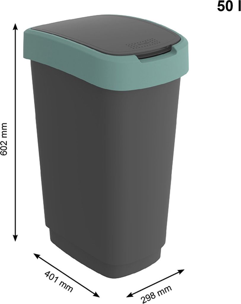 Rotho Abfalleimer 50 L Twist - Swingeimer 40,1 x 29,8 x Produktbild 4