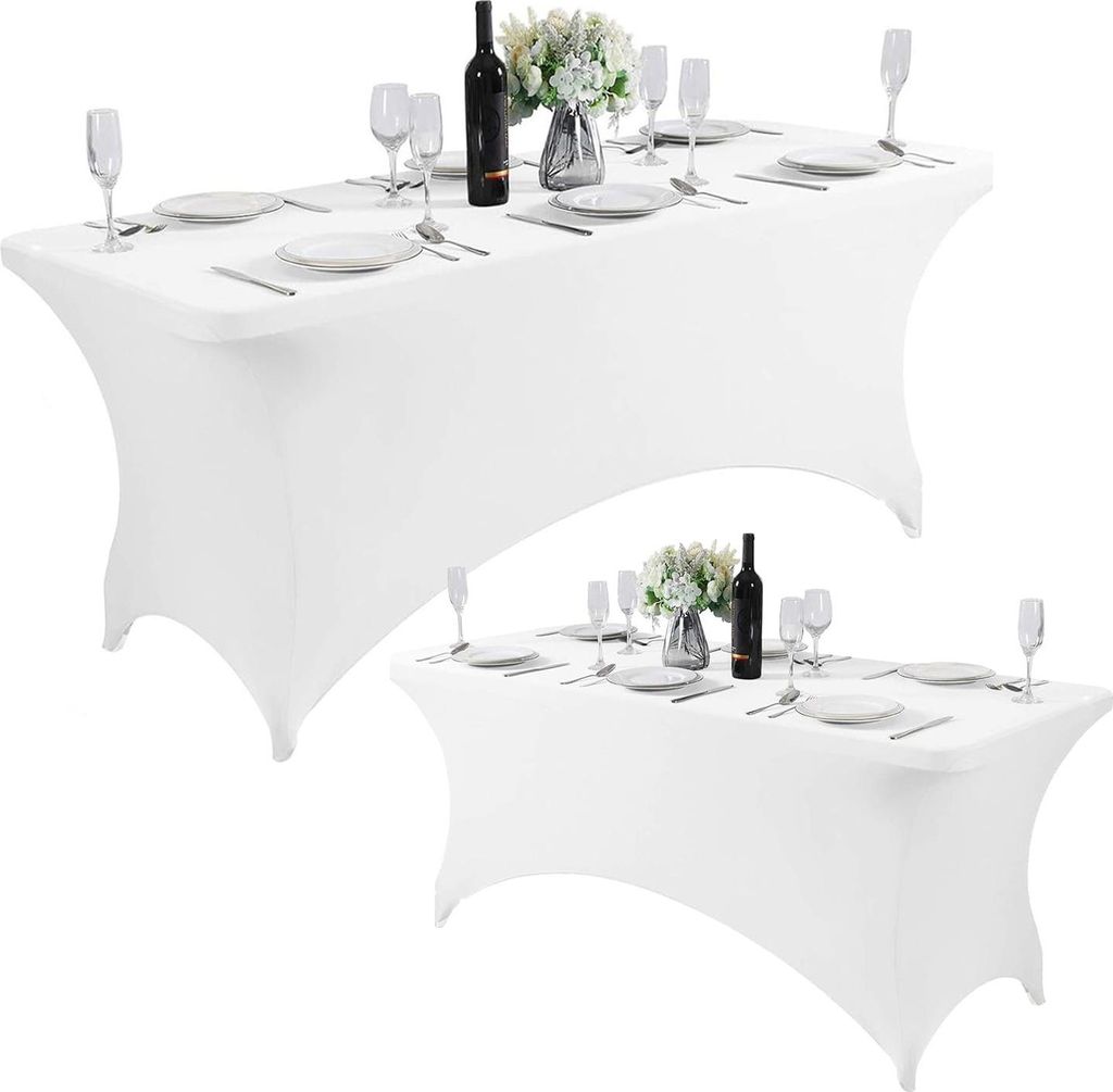Universal Tischhusse für Gastronomietisch 240 cm 8FT Weiß Stretch MultiGarden