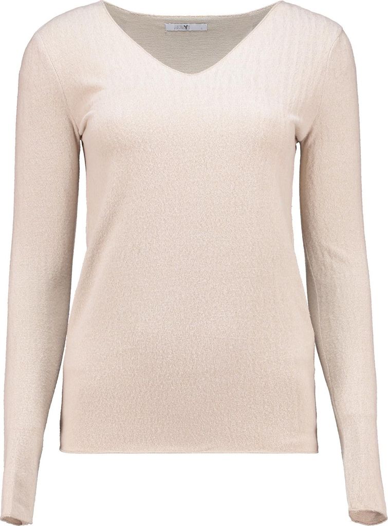 Langarm T-Shirt mit gerundetem V-Ausschnitt