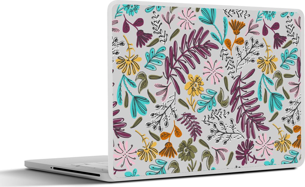 MuchoWow Laptop Aufkleber Sticker Cover Blumen - Blätter - Muster 31x22.5 cm - Laptop-Deko
