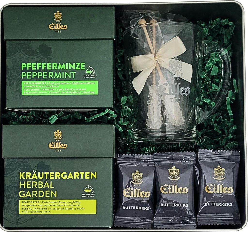 Geschenkset KRÄUTERTEE mit Tea Diamonds und Designer Teeglas von EILLES