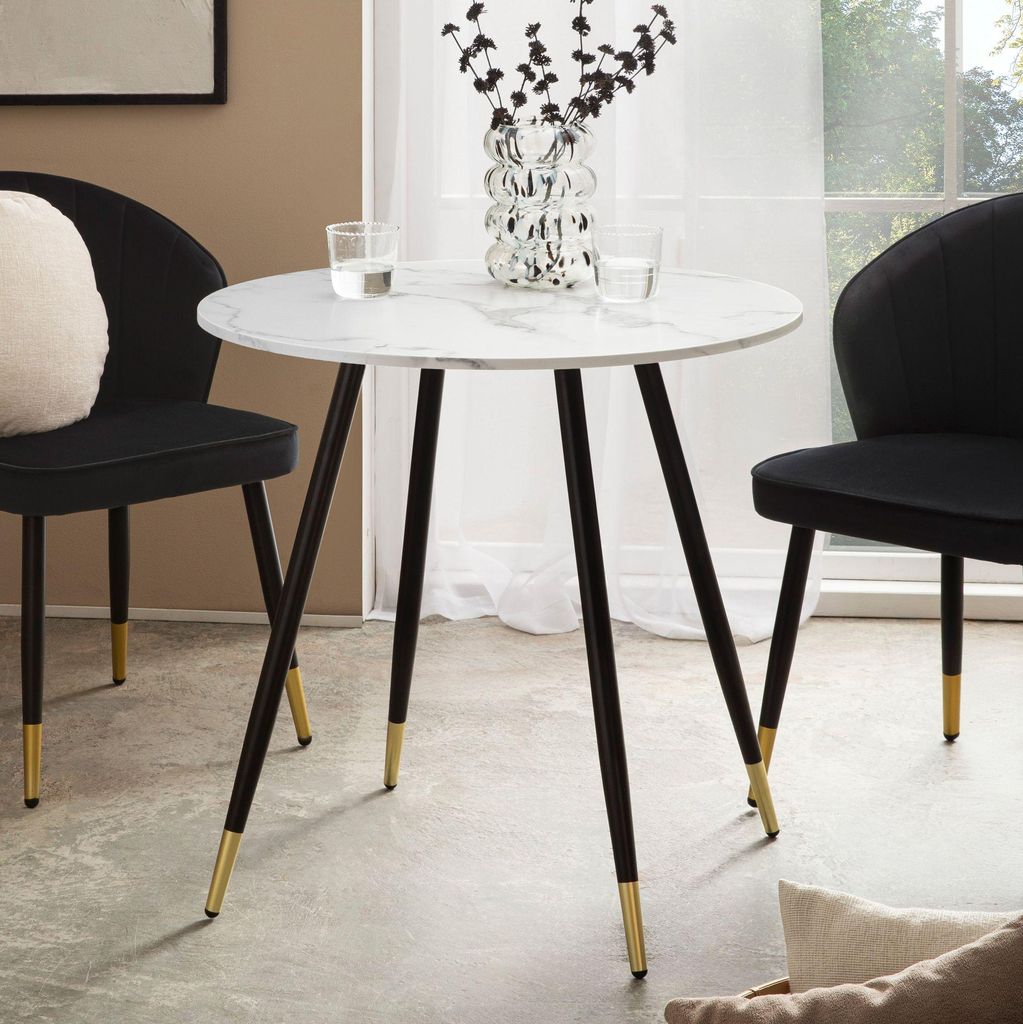 FineBuy Esszimmertisch 75x75x76 cm Weiß Marmor-Optik Produktbild 