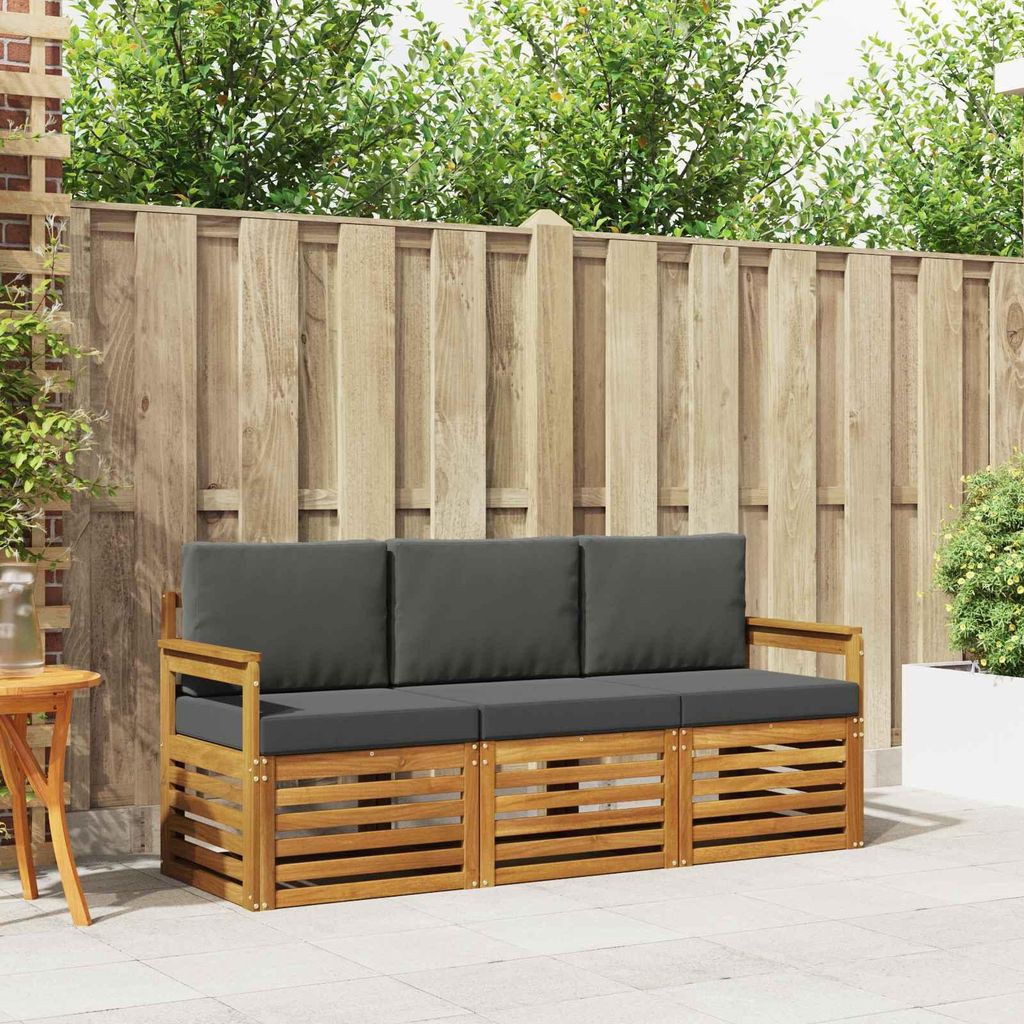 "Neues Produkt" Sofagarnituren - CLORIS - Terrassen-Sofa - 3 pcs - Natur und Anthrazit Massivholz Akazie - Modern Gartensofas V1694