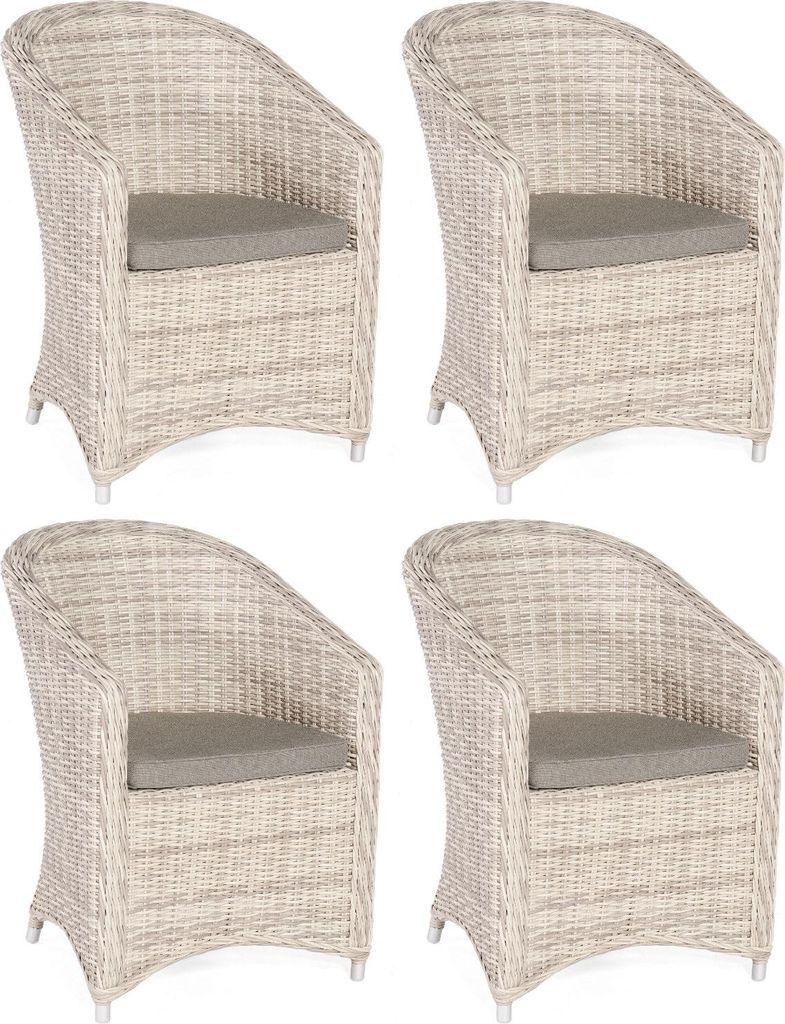 Sonnenpartner 4x Garten-Sessel Solana Aluminium/Polyrattan white-coral Gartenstuhl