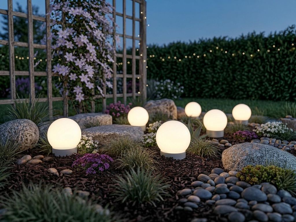 Solar Gartenleuchten 6er Erdspieß Gehweglampen Kugelleuchten für den Garten 10cm