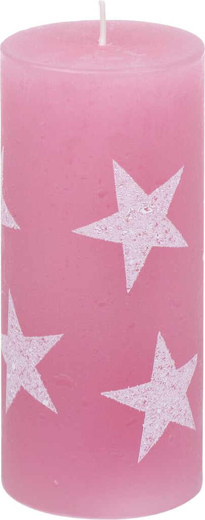 Weihnachtskerzen Stumpenkerze "Multistern" Rosa 150/68 mm