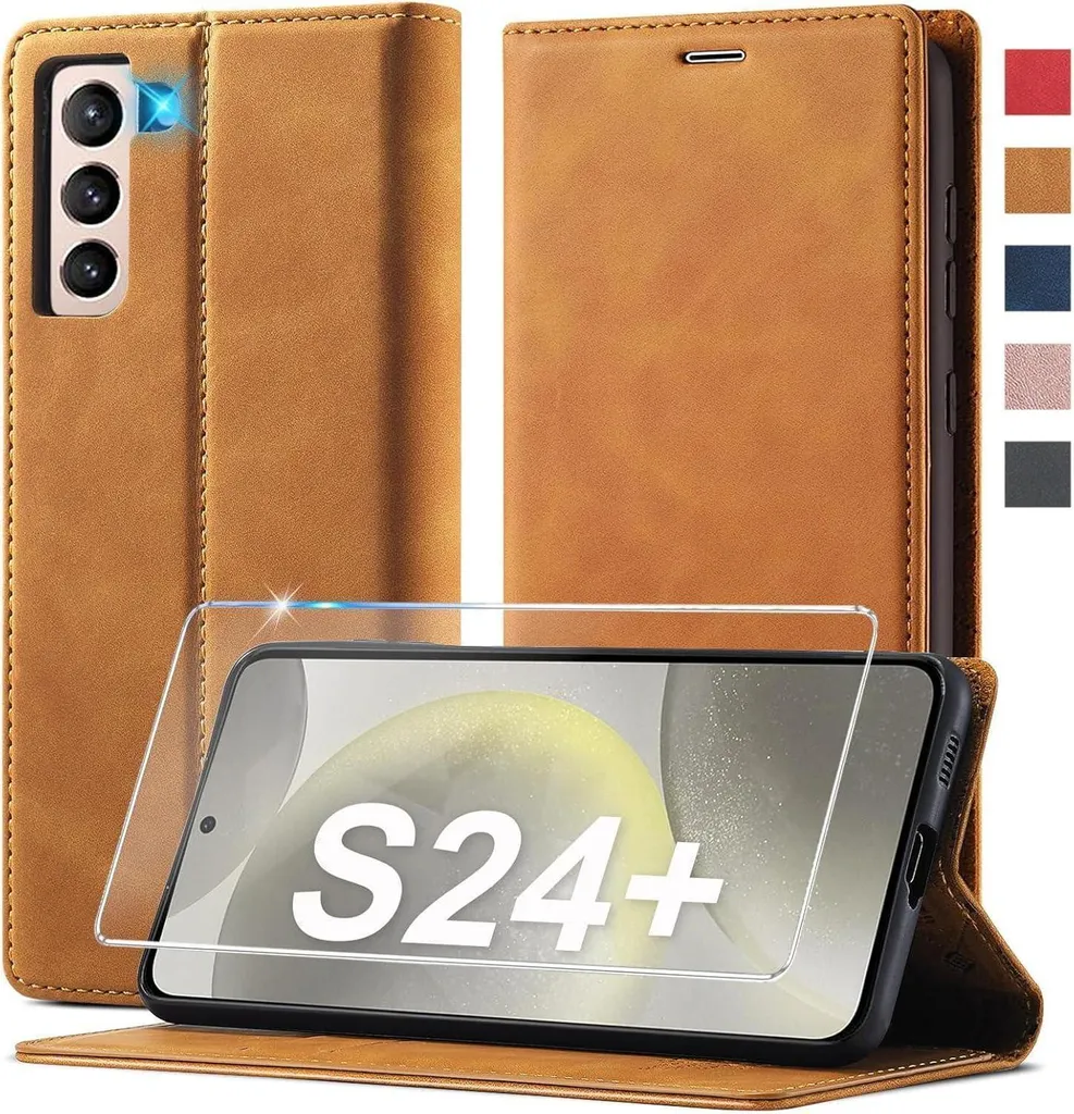 Housse Samsung S24 Plus à fermeture aimantée et support vidéo pliable
