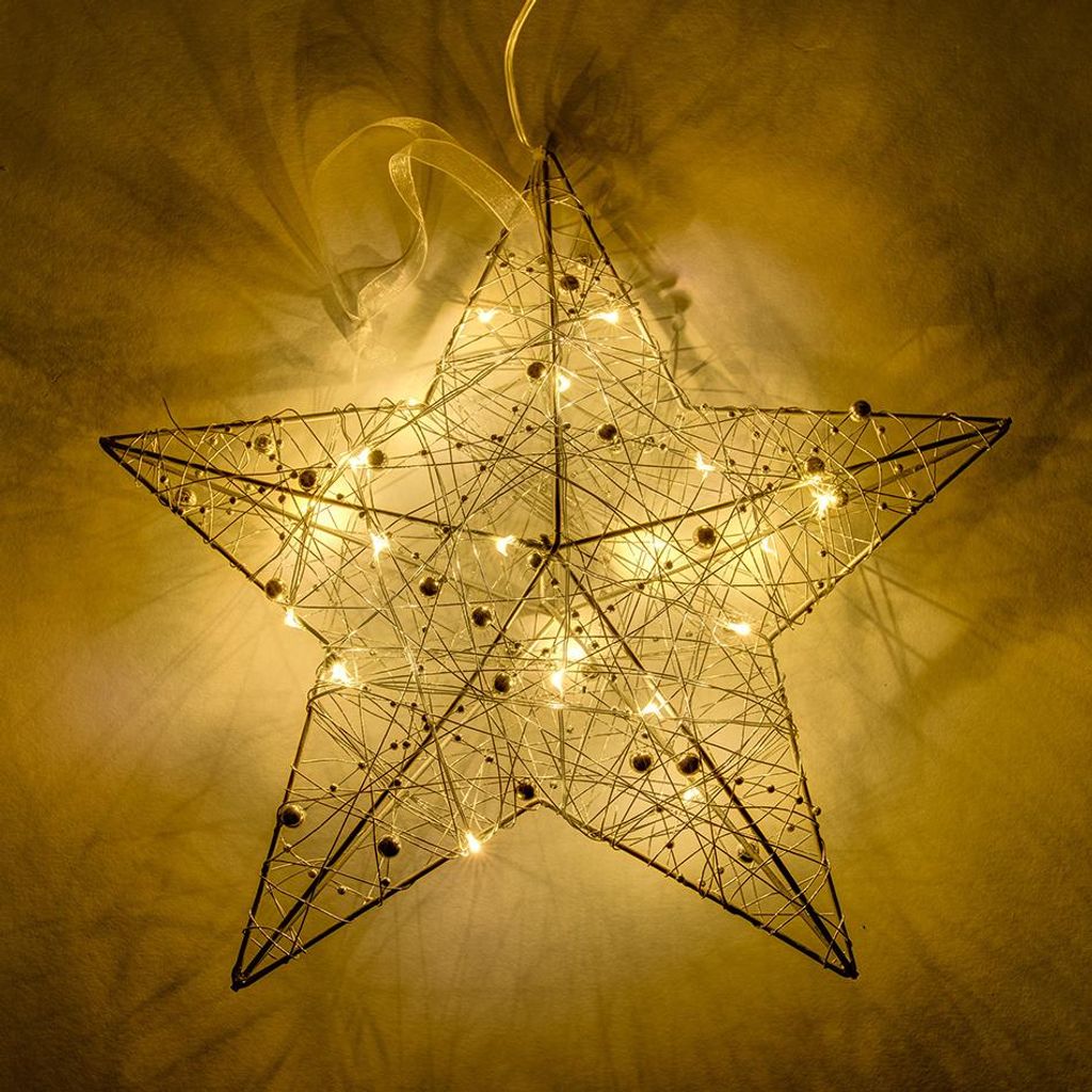 DECOLED Weihnachtsdeko aus Metall, Stern, Ø 30 cm mit 20 LED-Leuchten