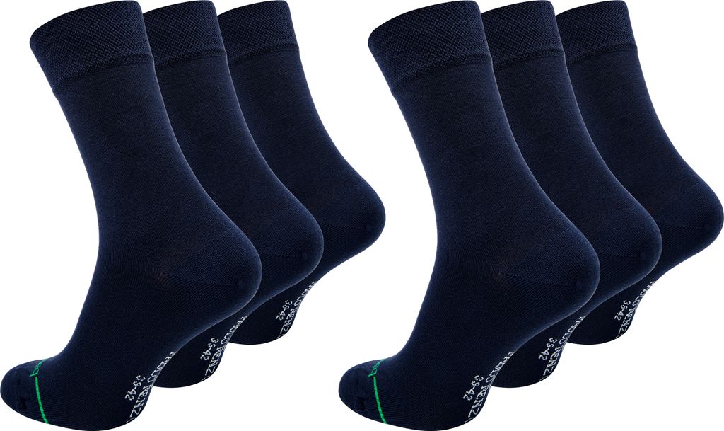 Paolo Renzo Bambus Business Socken Damen & Herren 6 Paar 35/38 Marineblau