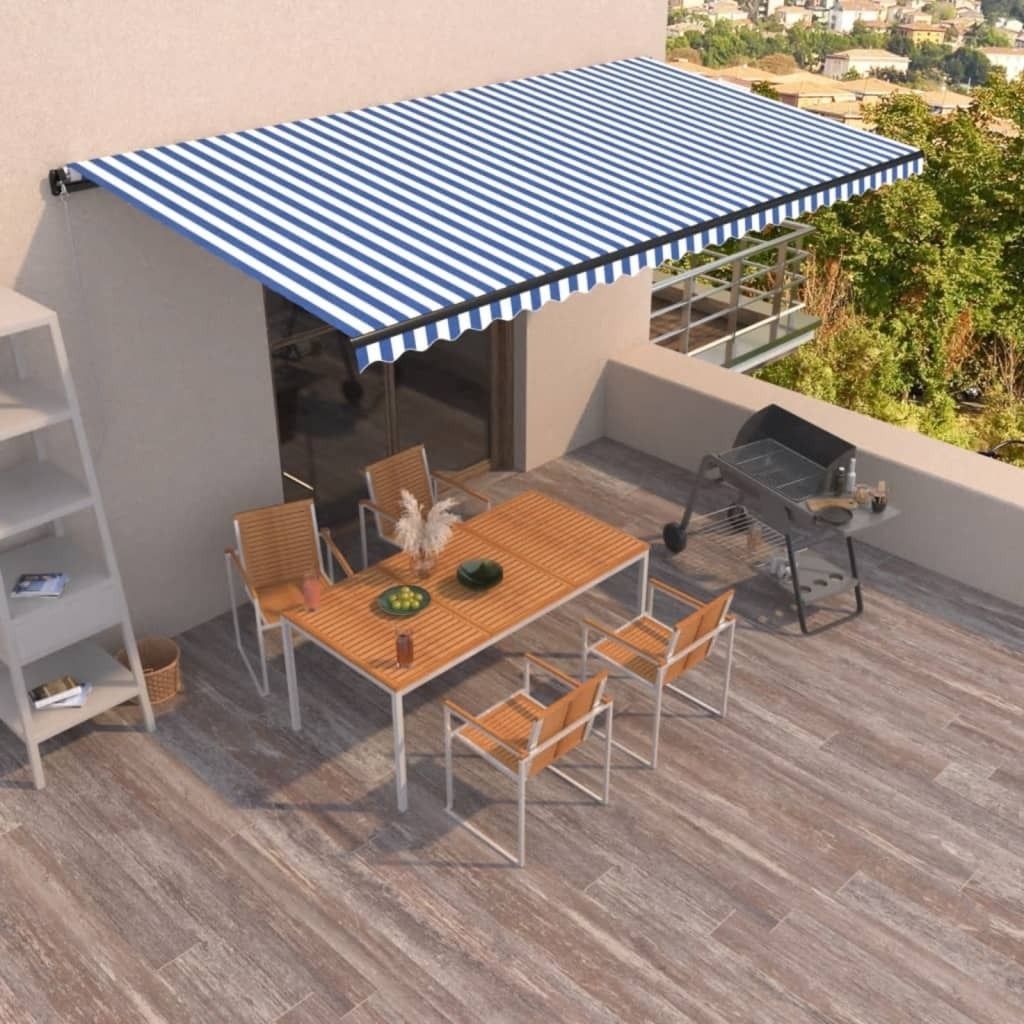 Maison Exclusive - Markise Manuell Einziehbar 600x350 cm Blau und Weiß