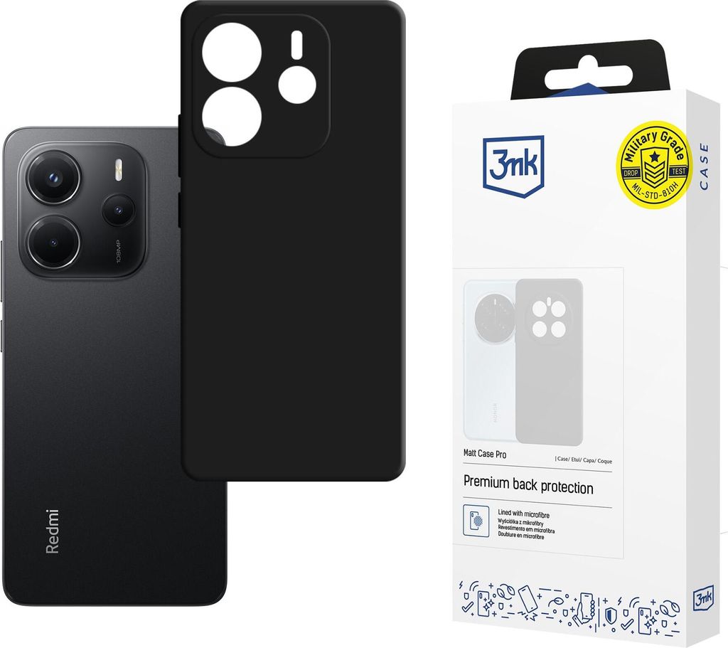 3mk Schutzhülle Matt Case Cover für Redmi Note 14 4G schwarz Backcover