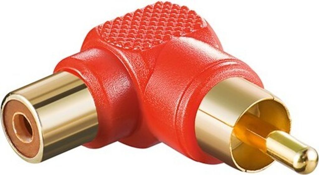 Wentronic Cinch Adapter 90°, Rot, Rot - Cinch-Buchse > Cinch-Stecker