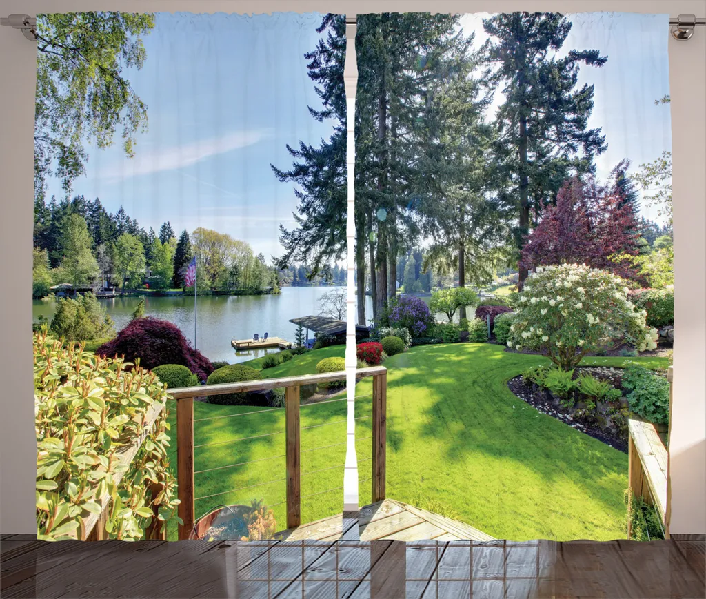 Rideau de chambre occultation légère motif jardin rustique 280 x 225 cm
