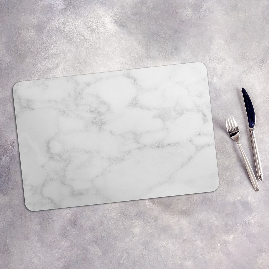Tischset 4x45x30 cm Platzset Tischmatte Platzmatte Untersetzer - weiss Marmor